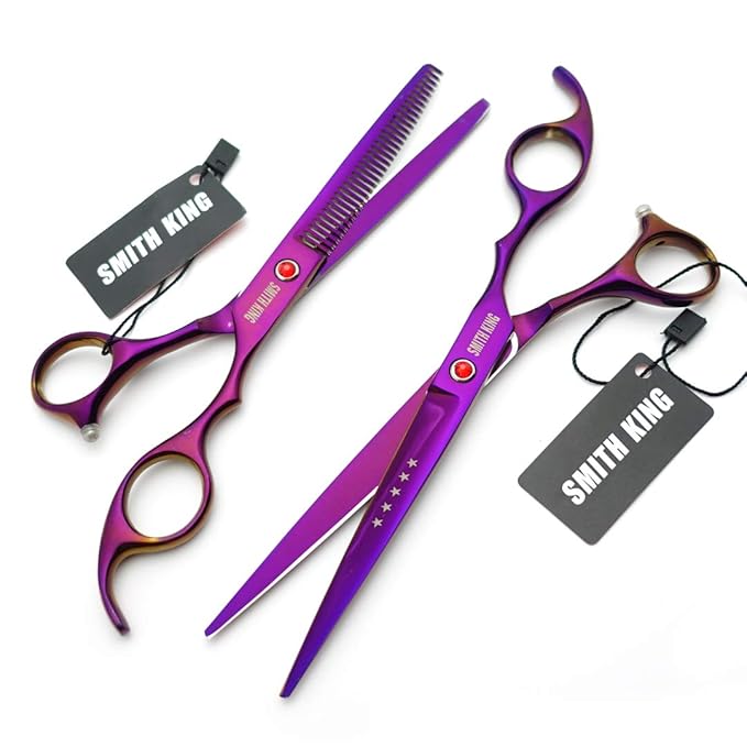 7.0 Inches Professional Hair Cutting thinning Scissors Set with Razor (Violet)