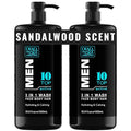 Dead Sea Collection TOP 10 ACTIVE Mens Body Wash 3 in 1 – Sandalwood Body Wash for Men – Shower Gel – Shampoo – Shower Soap for Face and Hair – Pack of 2 Bottles (33.8 Fl. Oz. Each)