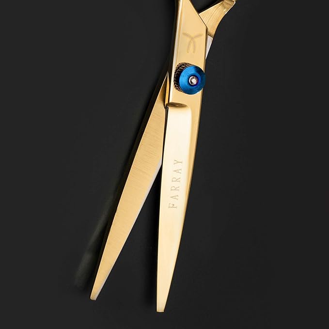 FARRAY Hair Cutting Scissors，6.5 Inch Professional Stainless Steel Barber Hair Scissors，for Both Salon and Home Use (Golden)