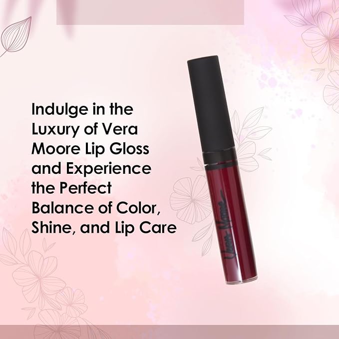 Lip Gloss, Moisturizing Lip Color with Shimmer for Long Lasting Shine, Lightweight Lip Stain, Girls Non-Sticky Lip Gloss with Aloe Vera, W/Vitamin C, E (Wine)