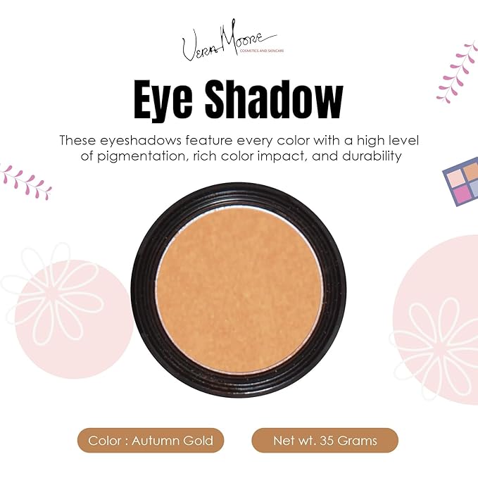 Vera Moore Eyeshadow, Highly Pigmented Eyeshades and Textures, Provide Bold and Lasting Looks, Suitable for Any Event, Easily Blendable Eye Makeup in Multiple Shades. (Autumn Gold)