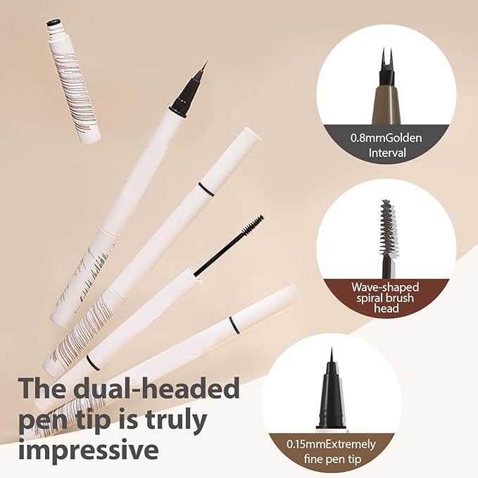 Eye Brow Pencils for Women Brown for Eyebrow Makeup Microblading Faux Brow Pencil With Hair Like Strokes Waterproof Total Temptation Brow Definer Lapiz De Cejas A Prueba De Agua (brown)