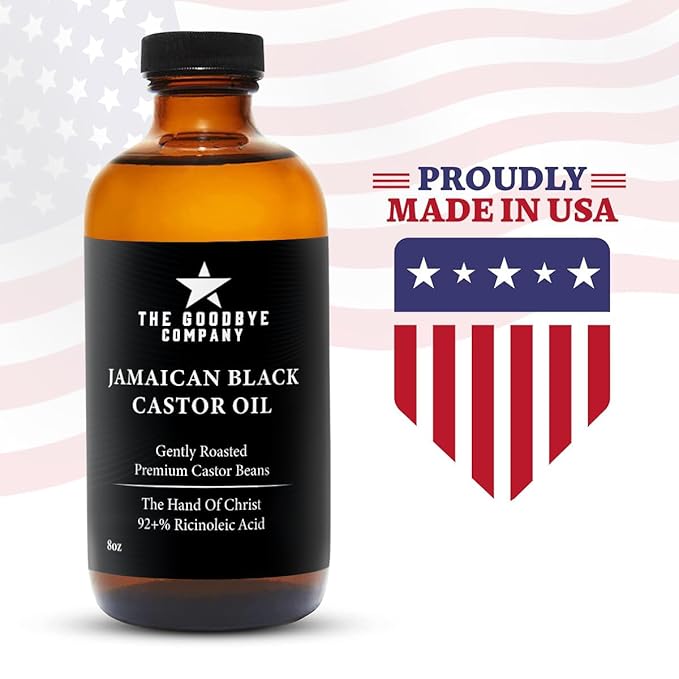 The Goodbye Company Jamaican Black Castor Oil, USDA Certified Organic - 250 mL, Cold Pressed, Unrefined for Eyebrow, Eyelash and Hair Growth (8.5 Ounces)