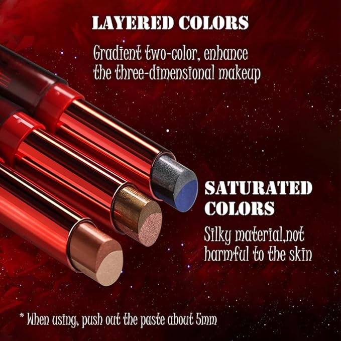 AMY'S DIARY Shimmer Gold Black Lipstick Long Lasting Metallic Lip Liner Shimmer for Women Makeup Double Colors Eyeshadow Stick Hydrating Highly Pigmented Coverage Non Stick Cup Lips makeup