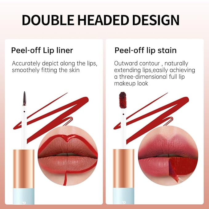 Matte Lip Liner Peel Off Lip Stain, Long Lasting Peel Off Lip Liner Stain, Peel-off Lip Gloss For All Skin Types, Transfer-proof Highly Pigmented Color Waterproof, (04#, Pack of 1)
