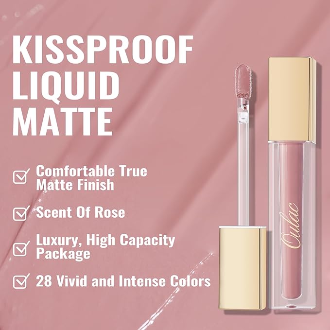 Oulac Matte Liquid Pink Nude Lipstick for Women 3PCS, Pink Nude Lip Stain Long Lasting Waterproof, No Transfer, Creamy High Pigmented Formula with Rose Oil, Vegan & Cruelty-Free (M16+M19+M24)