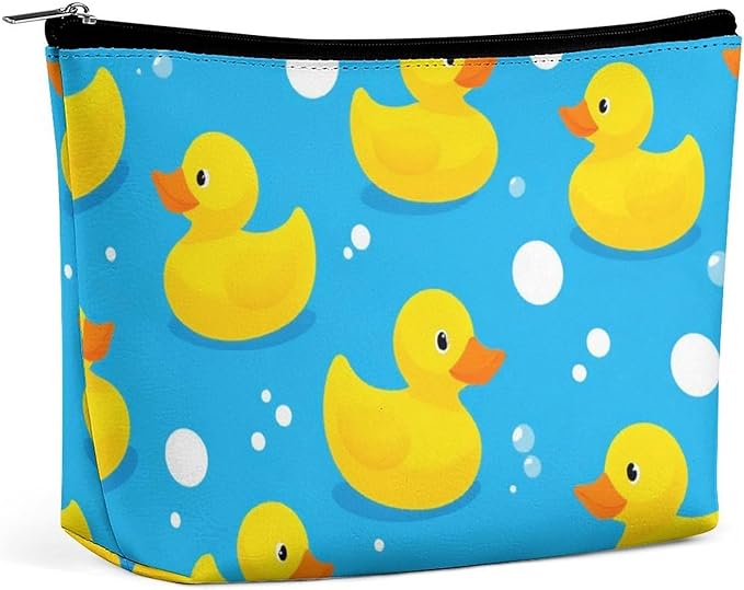 Women's Toiletry Bag, Travel Cosmetic Bag, Large Makeup Case, Yellow Rubber Duck Personality Fashion Zipper Cosmetic Case