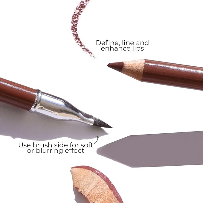 FITGLOW Beauty Vegan Lip Liner Pencil | Long-Lasting Lip Enhancer with Blending Brush | Hydrating Plumping Lip Liner | Smudge-Proof Lip Perfector | Define Shape & Fill | Root, 1.1g