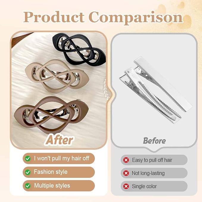 Vintage French Barrette Hair Clips, Hair Barrettes Hair Accessories for Women Girls, Elegant Retro Non Slip Clip with Classic Design Thick to Thin, Stylish Accessories Hair (Jelly Brown, 4PCS)