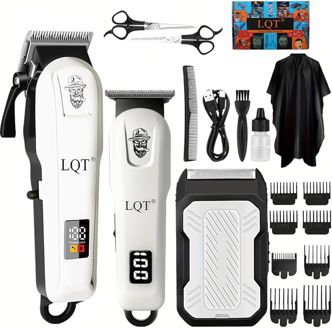 Hair Clippers for Men, Professional Barber Clippers and Trimmer Set, Mens Cordless Clipper, 3 pcs setHair Cutting Kit for Men