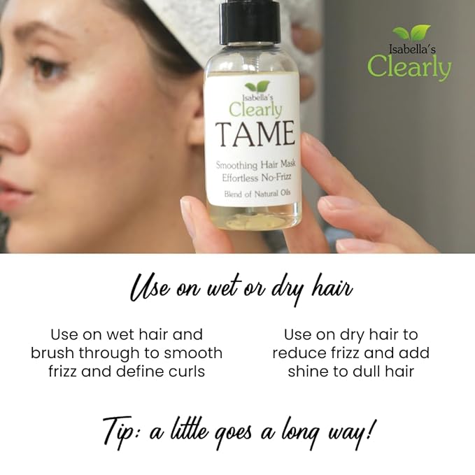 TAME Anti Frizz Smoothing Hair Styling Oil | Sulfate Free Leave In Hair Serum to Control Frizz, Add Shine for Curly, Frizzy, Dry Hair for Adults + Kids | Natural Hair Product Made in USA