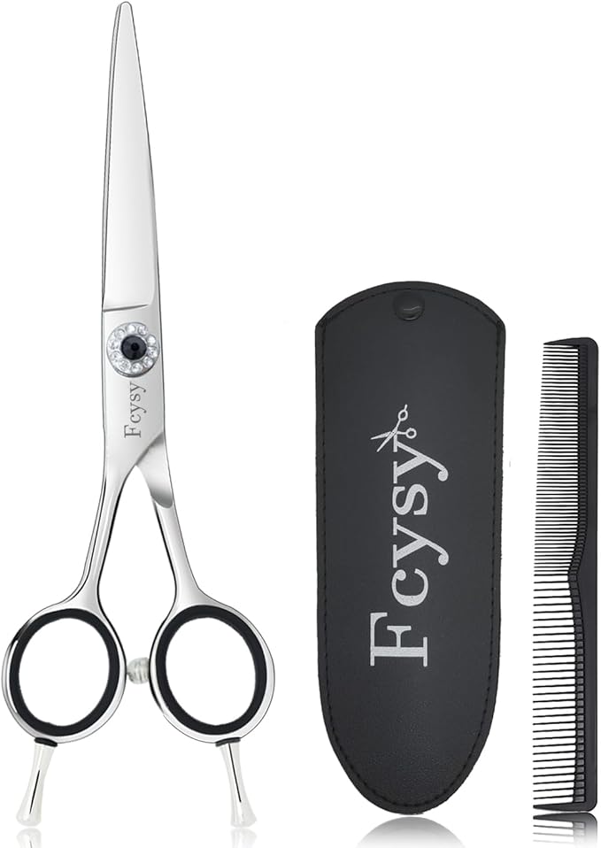 Left Handed Hair Cutting Scissors, Fcysy Professional 6 In Lefty Barber Shears, Left Hand Salon Haircut Trimming Scissors for Barbers, Stylists & Home Use