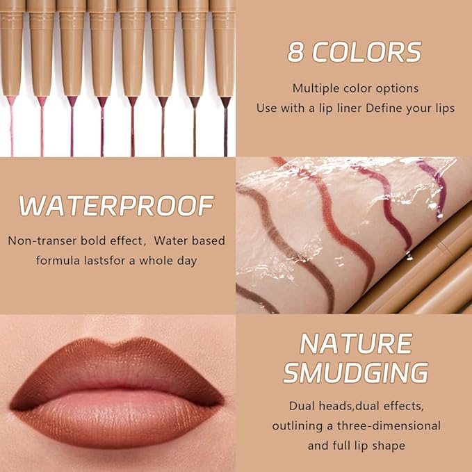 Brownish Red Matte Lip Liner Pencil, Plump lip pencil liner Long-Lasting Creamy Formula, With Silicone Smudger for Define Contours & Sculpting Lip,Waterproof Non-Staining Crayon Lip Liners 05#