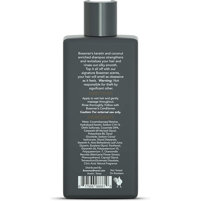 Bossman Hair Shampoo for Men – Natural Moisturizing Men's Shampoo with Keratin & Vitamin Pro5 Enriched - Paraben & Sulfate Free (Stagecoach Scent)