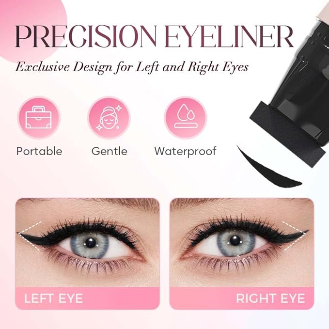 Gel Eyeliner Pencil Set, 2026 New Foldable Eyeliner Stamp for Perfect Wings, Waterproof Eyeliners Tool, Smudge Proof Eyeliners Pen for Beginners (1pcs Black)
