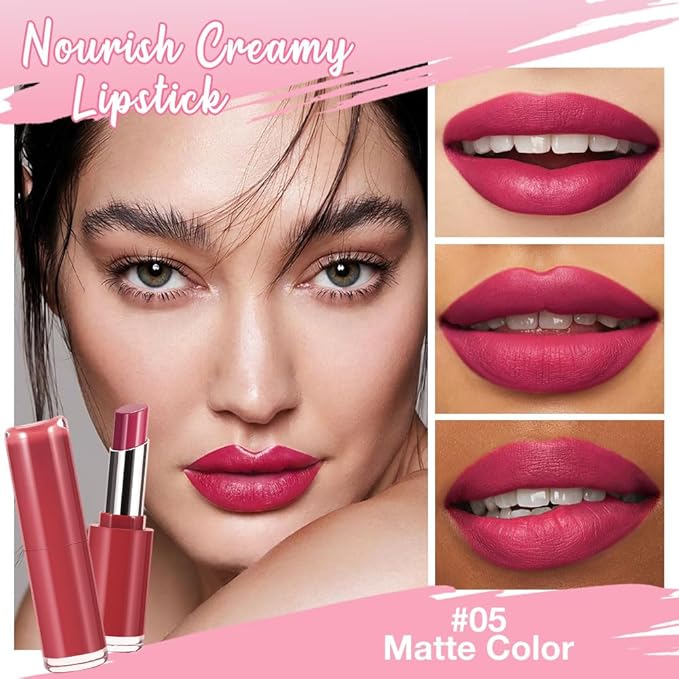 2Pcs Honey Lipstick Tinted Lip Balm Set - Matte Tint Cream Lipsticks for All Skin Tones,Hydrating Lip Stain,Can be Buildable Nourishing Moisturizing Suitable for Women to Every Day Makeup 05&08