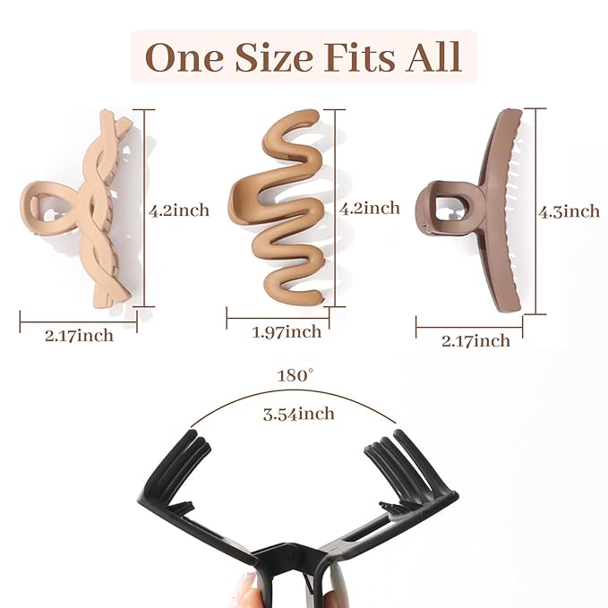 Matte Non-Slip Large Hair Clips for Women 8PCS (Neutral Colors), Durable Claw Clips for Women/Girls | Gift-Ready Neutral Hair Accessories for Daily & Special Occasions