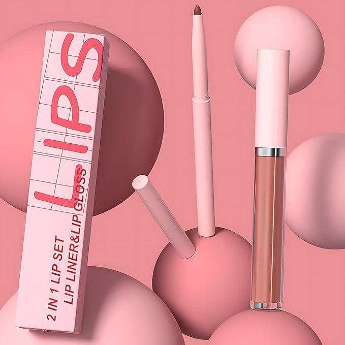 AMY'S DIARY 2pcs Matte Dark Red Lip Liner & Lipstick Makeup Set, Liquid Lipstick 24H and Lip Liner Set Matt Liquid Lips Make Up Waterproof Long Lasting (05#, 2 Pcs Set)