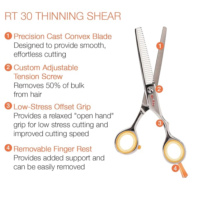 Cricket Centrix Roc-It Dog RT 30 Hair Cutting Scissors - Thinning Professional Hair Scissors for Thinning, Texturizing, Removing Bulk, Barber Supplies Shears