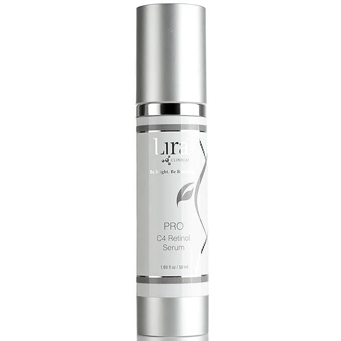 Lira Clinical PRO C4 Retinol Serum - Face Serum with Plant Stem Cells - Vitamin C Brightening Serum with Licorice and Olive Extract - 1.69 Ounce