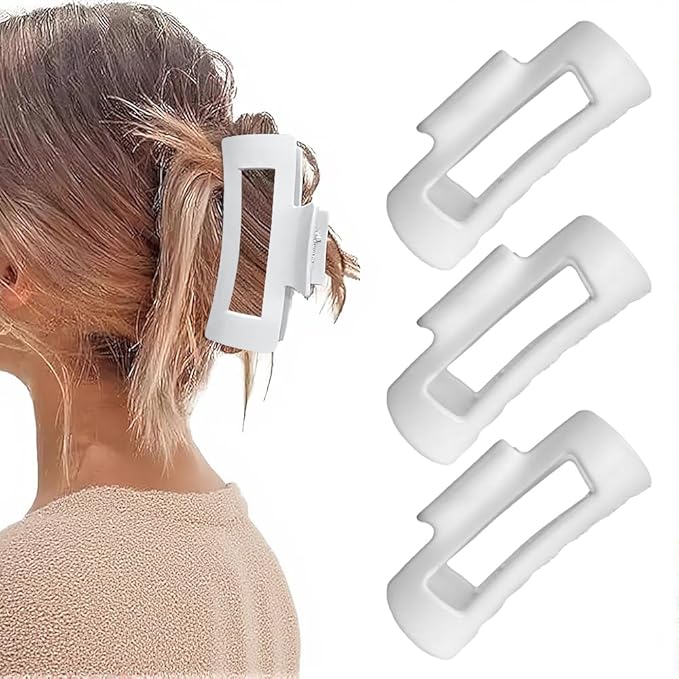 Silicone Hair Clips, Cloud Hair Pins for Women, 3.9 inch Soft Hair Claw Clip for Thick/Fine/Thin/Curly Hairstyle, White 3 Pack