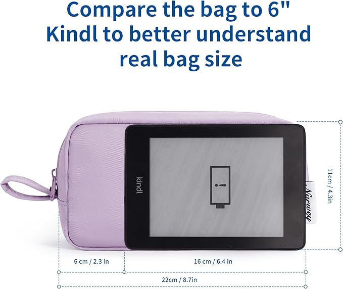 Narwey Cute Makeup Bag Small Toiletry Bag Travel Cosmetic Bag Organizer Make Up Bags with Organized Pockets for Women (Purple, Large)