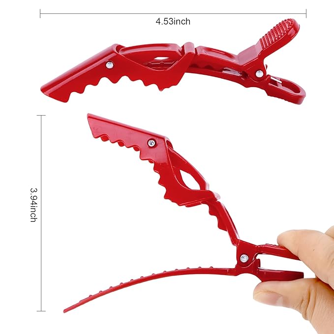 Ondder 24 Pcs Red Large Alligator Hair Clips for Styling Sectioning, Pro Salon Clips for Hair Coloring Cutting, Hair Styling Accessories for Women