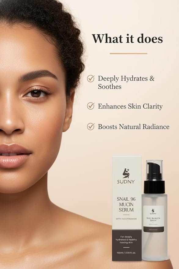 Snail Mucin 96% Repairing Essence with Niacinamide, Aloe Vera & Glycerin - Snail Mucin Serum to Hydrate & Repair Dull Skin & Fine Lines- Gentle Skincare Serums with Snail Serum for Everyday Care