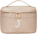 EURYNOME Makeup Bag with Custom Letter J, Water-Resistant Travel Organizer Pouch, (8.3x5.1x5.1 Inch) Cosmetic Case for Women