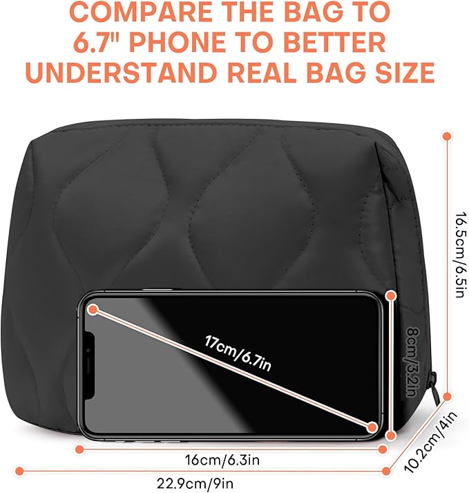 Makeup Bag, Wide-open Cosmetic Bag, Toiletry Bag for Women, Travel Essentials Organizer, Compact Lightweight for Daily Use