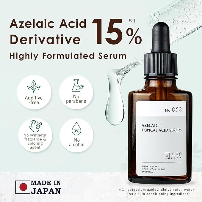 KisoCare Azelaic Acid for Face 15% Serum Niacinamide Vitamin C BALANCING ESSENCE AZ 1 Fl Oz MADE IN JAPAN