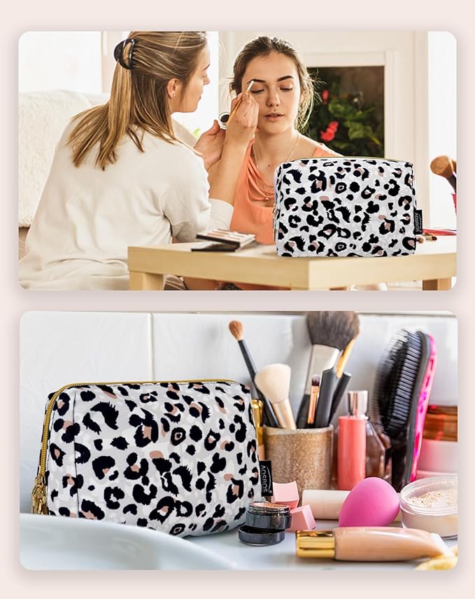 Aosbos Small Travel Makeup Pouch - Cosmetic Bag for Women, Midnight Black