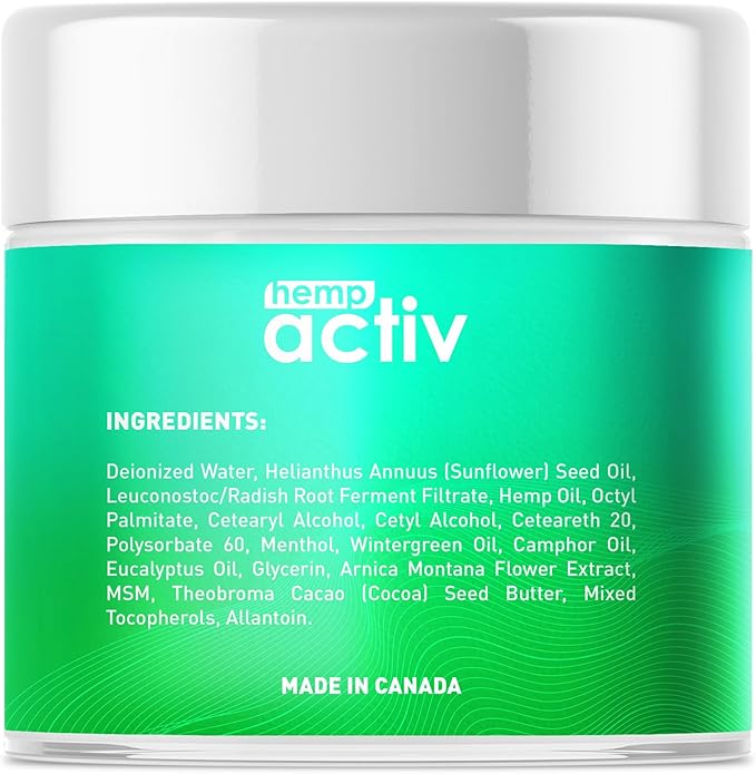 Hemp Cream with Menthol, MSM & Arnica – Lightweight, Fast-Absorbing Moisturizing Cream – Refreshing, Non-Greasy Formula for Nourished Skin – 2 Fl Oz