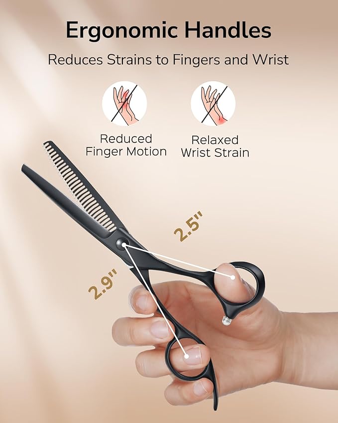 ULG Texturizing Shears – Professional Stainless Steel, Ergonomic Offset Handles, Teflon Coated, Deer Tooth Blades for Precise Thinning and Layering, Ideal for Stylists and Barbers