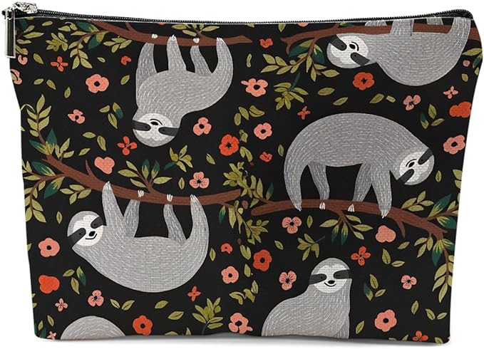 Sloth Gifts Makeup Bag, Sloth Stuff Cosmetic Bag Travel Pouch, Sloths Lovers Gifts for Women Girls Daughter Sisters Coworker Best Friend Friendship Graduation Birthday