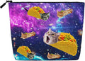 MOLAIGIN Blue Purple Galaxy Cat Taco Cosmetic Bag For Women, Travel Makeup Bag, Toiletry Zipper Bag, Large Capacity Aesthetic Cases