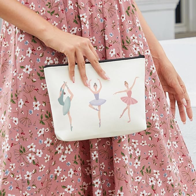 fkovcdy Cute ballerina makeup bag watercolor ballet dancing girl dancer gift recital gift little girl teen student ballet lover 10