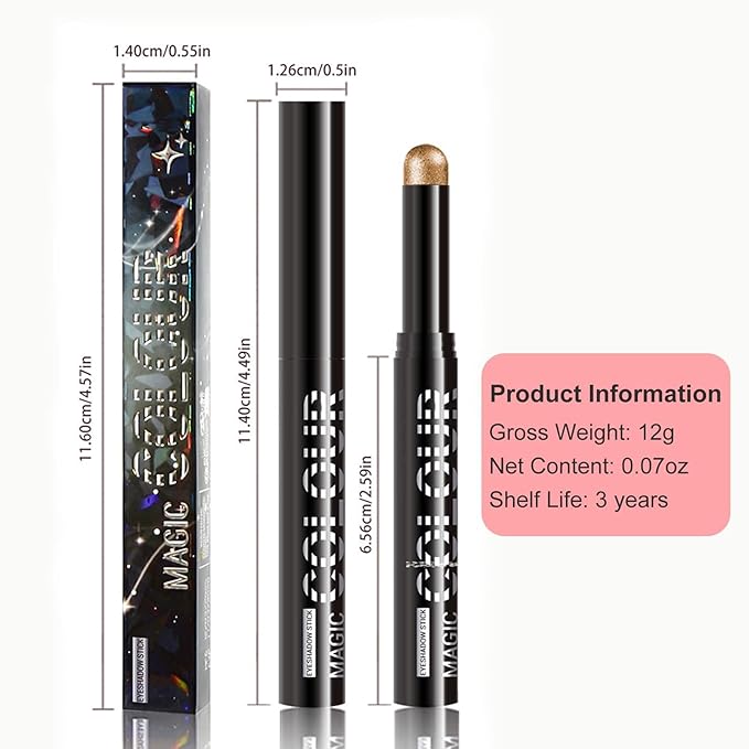 Purple Glitter Eyeshadow Stick, Purple Shimmer Cream Eyeshadow Pencil, Waterproof Long Lasting High Pigment Eye Shadow Crayon Pen, Women Multi-Dimensional Eye Highlighter Stick (23#)