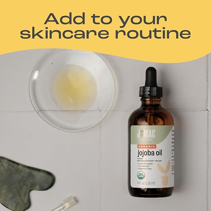J MAC BOTANICALS Organic Unfiltered Jojoba Oil - Glass bottle - 4 oz DROPPER