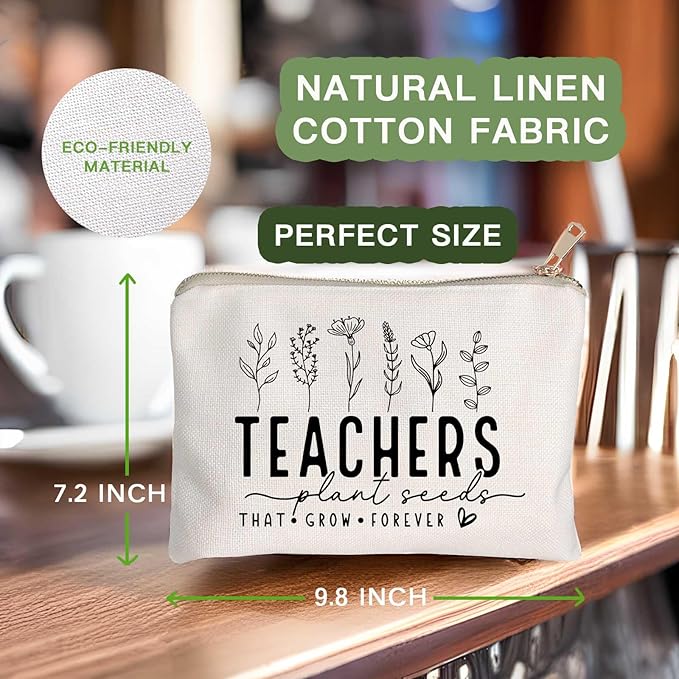 Helping Little Minds Grow Makeup Bag, Best Teacher Gift, Teacher Appreciation Gift, Teachers Plant Seeds That Grow Forever, Favorite Teacher Cosmetic Bag, Teach Love Inspire Pouch Bag