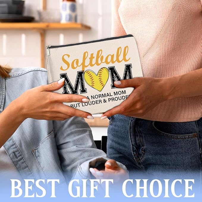 Softball Gifts Makeup Bag for Women, Christmas Birthday Gifts for Softball Lovers Team Players Coach Mother Girl Cosmetic Bag Travel Toiletry Pouch for Purse