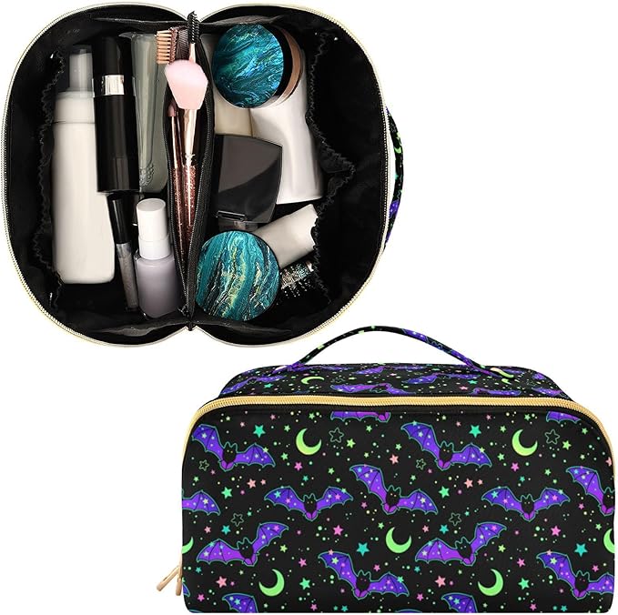 Makeup Organizer Bag, Magic Galaxy Bat Travel Makeup Bags Makeup Vanity Case Large Capacity Rhombus Cosmetic Toiletry Bag for Girl Women Ladies