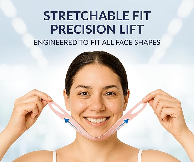 STYLIA V Line Lifting Collagen Mask - Lift, Firm & Contour Jawline - Tightening Double Chin Strap with Hyaluronic Acid & Aloe - Neck Lift & Face Tightening Mask - Jawline Shaper Face Lift Tape (10PC)