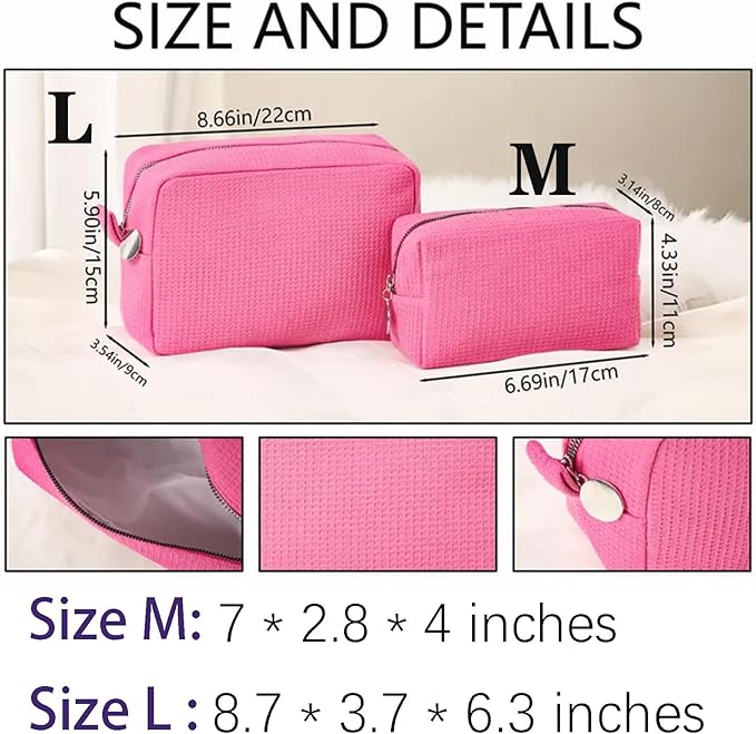 Personalized Embroidered Waffle Cosmetic Bags, Custom Thicken Beauty Makeup Packet Bag for Women Girls, Travel Makeup Pouch, Aesthetic Toiletry Case, Bridal Bridesmaid Party, Birthday, Wedding Gifts