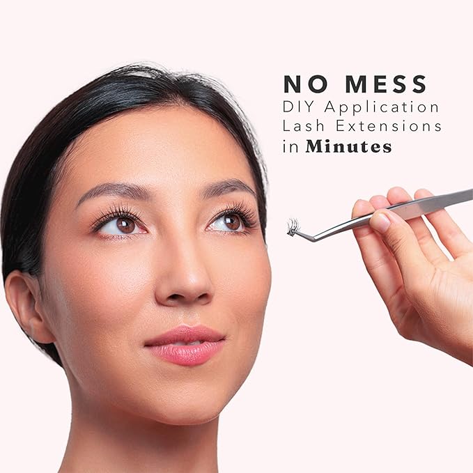 Silly George Pop-On Lashes - DIY 1-Step Pre-Glued Faux Eyelash Clusters, Natural Look Extensions, Black - Bloom, 5-7 Pair Set, Pack of 60 Clusters