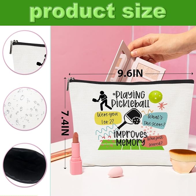 4pcs Pickleball Gifts Makeup Bag, Ball Player Cosmetic Bag Ball Lover with Zipper Pouch Accessories Pickleball Lover Gifts for Women Girls Mom Fans Player Friendship Travel Cosmetic Pouch