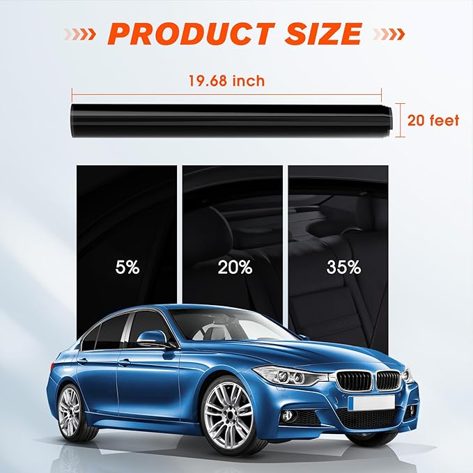 [2025 Upgrade] PAMAGOO Car Window Tint 35% VLT, 35 Percent Nano Ceramic Window Roll 20"Inch x 20'Ft, Automotive Car Tint for Privacy Sun & Glare Protection UV Heat Blocking, Scratch Resistant 5-Layer