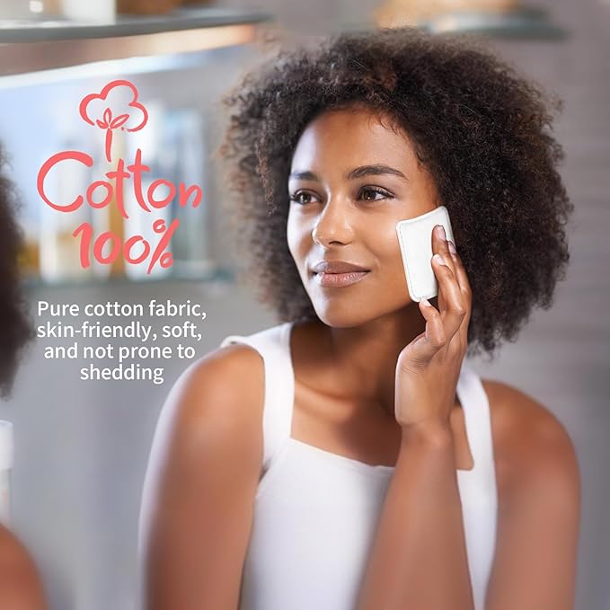 Square Cotton Pads 240 Count, Triple-Layer Design, Lint-Free & Durable, Dual-Sided Textured and Soft Pads for Makeup Removal, Facial Cleansing, Toner & Daily Skin Care