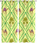2 Panel Kitchen Cafe Curtains, Desert Sand Camels Sunlight Filtering Nature Air by Hokiten