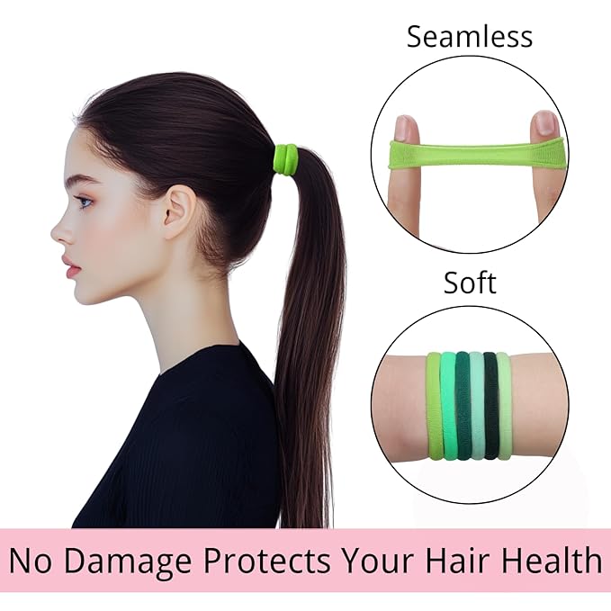 LuSeren 120PCS Colorful Hair Ties for Women – Soft Seamless Nylon Ponytail Holders, No Damage Fabric Hair Elastics for Thick Hair & Daily Matching